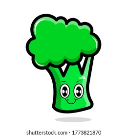 illustration vector of green vegetable cartoon character. isolated on white background.