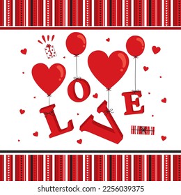 Illustration vector of greeting card with love letter and heart balloon, perfect for background and wrapping design