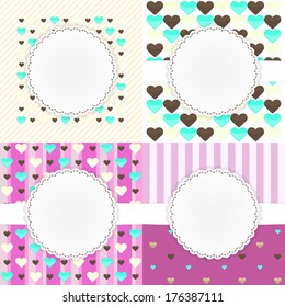 Illustration of vector greeting card set with hearts
