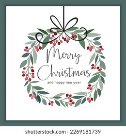 Illustration vector of greetings card with decorative wreath