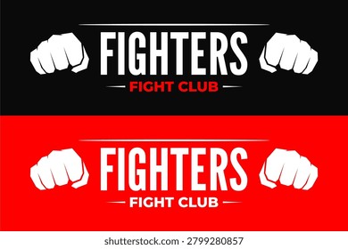 Illustration vector of gritty street fighter fist punch logo aggressive clenched hand graphic design symbol for urban combat club branding raw power isolated on black and red background