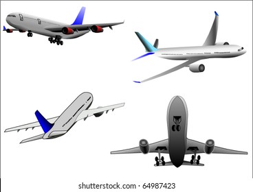 Vector de ilustración de grupo de avión o avión o avión sobre fondo blanco
