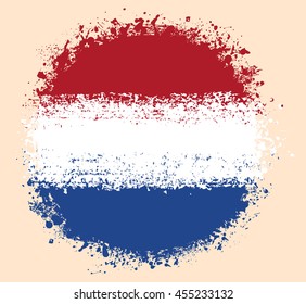 illustration vector grunge round flag of Netherlands country
