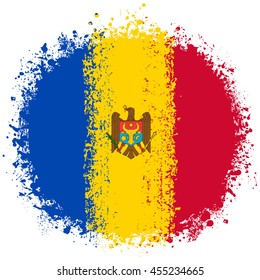 illustration vector grunge round flag of Moldova country