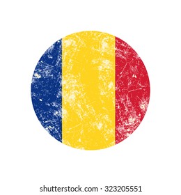 illustration vector grunge stamp round flag of romania country