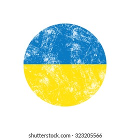 illustration vector grunge stamp round flag of ukraine country