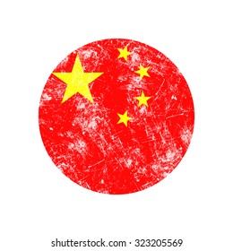 illustration vector grunge stamp round flag of china country