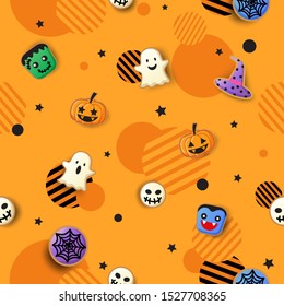 Illustration vector of Halloween party with cookies monster design to seamless pattern svg