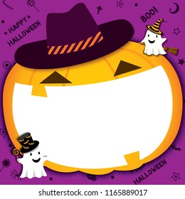 Illustration vector of Halloween pumpkin design for frame and photo booth on party.