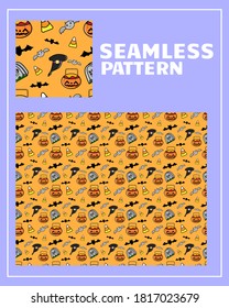 illustration vector of halloween seamless pattern. halloween theme wallpaper.
