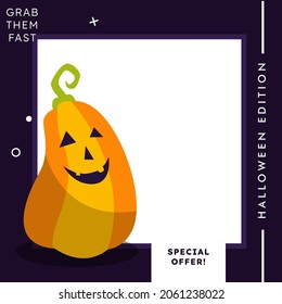 Illustration vector of Halloween themes, frame, and photo booth on the party with pumpkin ornament