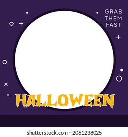 Illustration vector of Halloween themes, frame, and photo booth on the party with pumpkin ornament