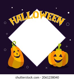 Illustration vector of Halloween themes, frame, and photo booth on the party with pumpkin ornament