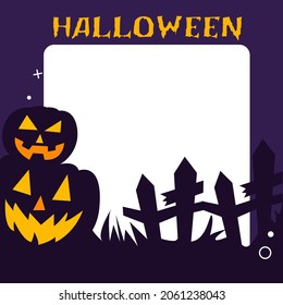 Illustration vector of Halloween themes, frame, and photo booth on the party with pumpkin ornament