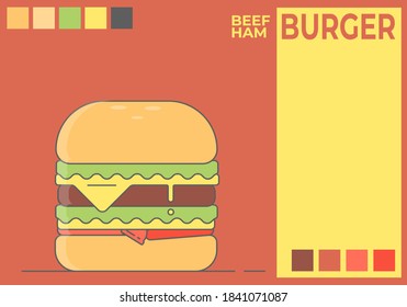 illustration vector of hamburger or beef burger, fit for fast food product and logo