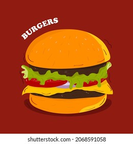 illustration Vector Hamburger Burger. icon