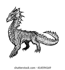 illustration vector hand draw doodles of imaginary creature isolated on white background