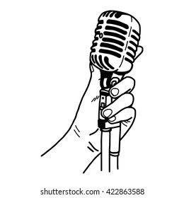 397 Hand holding microphone sketch Images, Stock Photos & Vectors ...