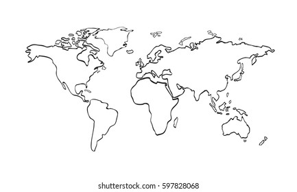 illustration vector  of hand draw wold map