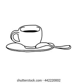 illustration vector hand drawn of  cup of coffee isolated on white background