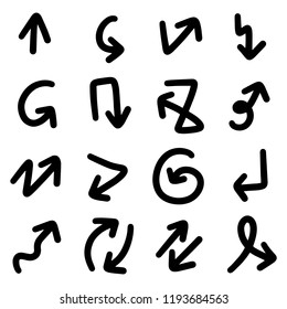 Illustration of vector hand drawn doodle arrow icons.