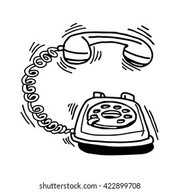 Illustration Vector Hand Drawn Doodle Of Ringing Retro Telephone Isolated