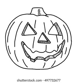 illustration vector hand drawn doodle of halloween pumpkin isolated on white background