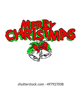 illustration vector hand drawn doodle of Merry Christmas text free hand design isolated on white background