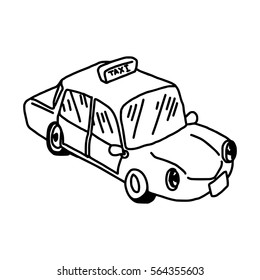 illustration vector hand drawn doodle of taxi icon isolated on white background