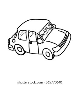 illustration vector hand drawn doodle of retro car isolated on white background