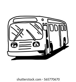 illustration vector hand drawn doodle of bus isolated on white background