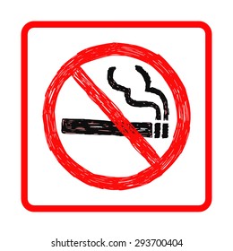 Illustration Vector Hand Drawn Doodles Of No Smoking Sign Isolated On White Background