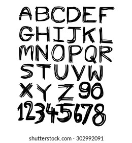 illustration vector hand drawn doodles black fonts and numbers