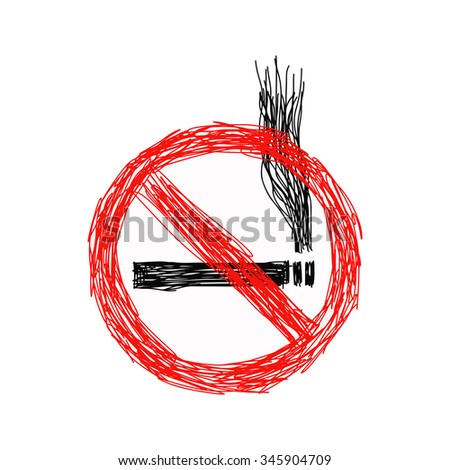 illustration vector hand drawn doodles of no smoking sign isolated on white background
