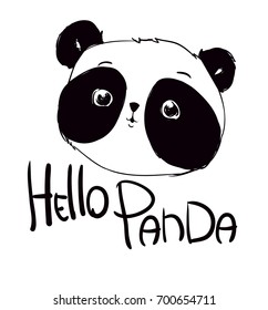 Illustration Vector. Hand Drawn Panda.