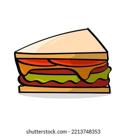 illustration vector hand drawn sandwich with cheese and ham fit for icon restaurant