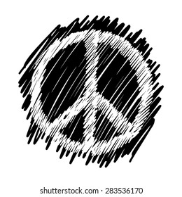 illustration vector hand drawn sketch doodles of peace symbol isolated on white background