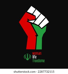 Illustration vector of Hand Gesture,power symbol,free iranian woman