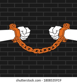 Illustration Vector Hand In Handcuffs