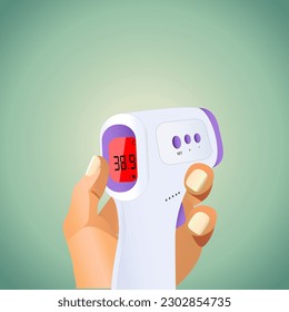 illustration vector hand holding an electronic thermometer