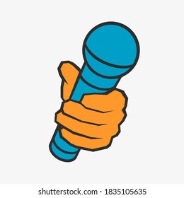 Illustration Vector Hand Holding Microphone