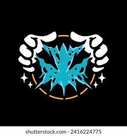 illustration vector hand logo magic star space mystic logo vintage retro cartoon