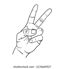 Illustration vector of hand pose, various symbols of the shape of the hand. Communicate or talk with emoji for messenger. Cartoon human palms and wrist vector set. two finger hand gesture