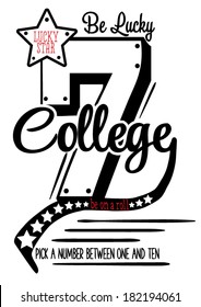 Ilustración Vector Dibujo hecho a mano Colegio Lucky Number Graphic