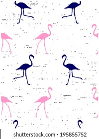 illustration vector handmade drawing flamingos allover fabric design