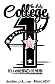 illustration vector handmade drawing lucky number and stars