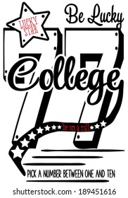 illustration vector handmade drawing lucky numbers for college