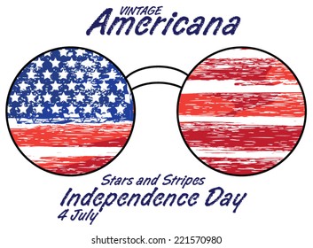 illustration vector handmade drawing vintage american flag in glass