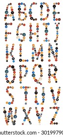 illustration vector handmade drawing-vector alphabet with buttons