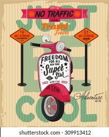 illustration vector handmade drawing-vintage motorcycle label, badges and design elements, Vintage scooter poster design